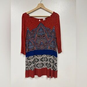 Anthropologie Akemi + Kin Gia Tunic Paisley Boho 3/4 Blouse Top